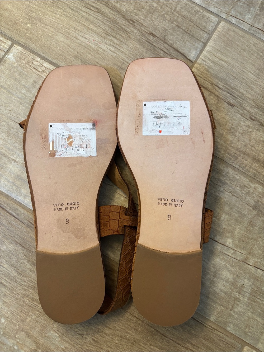 Donald Pliner Eliya Brown Crocodile Embossed Suede Sandals - Picture 5 of 5